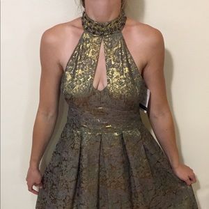 Nanette Lepore brocade halter neck dress